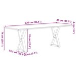 vidaXL Table à manger avec bord vivant 220x80x74 cm bois massif chêne