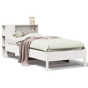 vidaXL Lit bibliothèque sans matelas blanc 100x200 cm bois pin massif