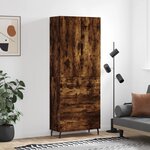 vidaXL Buffet haut Chêne fumé 69 5x34x180 cm Bois d'ingénierie