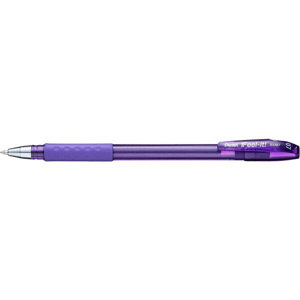Stylo Bille à Capuchon IFeel-it! BX487 Pointe Moyenne Violet x 12 PENTEL