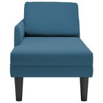 vidaXL Fauteuil long avec coussin et accoudoir droit bleu velours