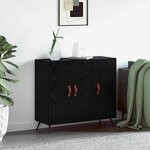 vidaXL Buffet Noir 90 x 34 x 80 cm Bois d'ingénierie