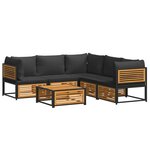 vidaXL Salon de jardin avec coussins 6 Pièces bois d'acacia solide
