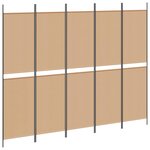 vidaXL Paravent 5 panneaux Beige 250 x 200 cm Tissu