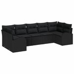 vidaXL Ensemble de canapé de jardin 7 Pièces Noir Poly rotin