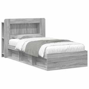 vidaXL Cadre de lit avec rangement Sonoma gris 75 x 190 cm