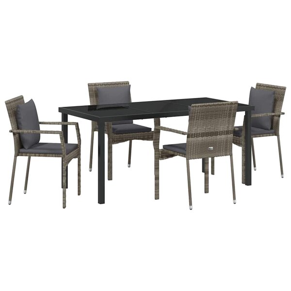 vidaXL Ensemble de salle à manger pour jardin 5 Pièces Gris Poly rotin
