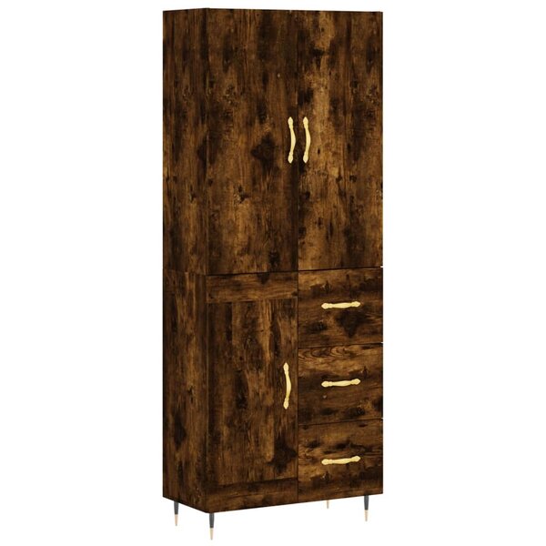 vidaXL Buffet haut Chêne fumé 69 5x34x180 cm Bois d'ingénierie