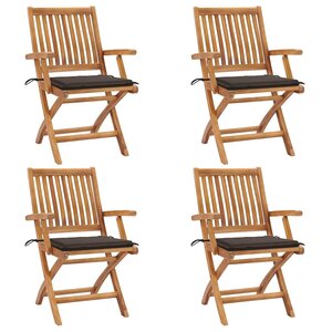 vidaXL Chaises pliables de jardin avec coussins lot de 4 Teck solide