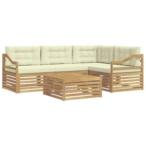 vidaXL Ensemble de canapés d'extérieur 5 pc Blanc et crème Polyester