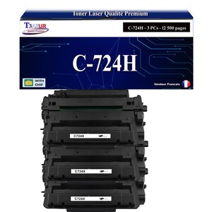 T3AZUR - 3x Toners compatibles avec Canon 724H (3482B002) pour Canon LBP6750DN  LBP6780X  MF512x  MF515x Noir - 12 500p