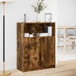 vidaXL Buffet avec LED chêne fumé 77x34x100 cm bois d'ingénierie