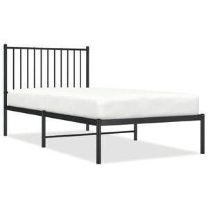 vidaXL Cadre de lit métal sans matelas avec tête de lit noir 90x190 cm