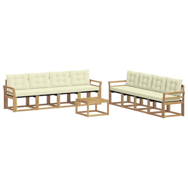vidaXL Ensemble de canapés d'extérieur 9 Pièces Blanc et crème