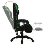 vidaXL Fauteuil de jeux vidéo avec LED RVB Vert et noir Similicuir