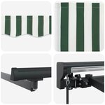 vidaXL Auvent Rétractable Vert et blanc 300x250 cm tissu