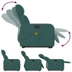 vidaXL Fauteuil inclinable de massage électrique Vert foncé Tissu