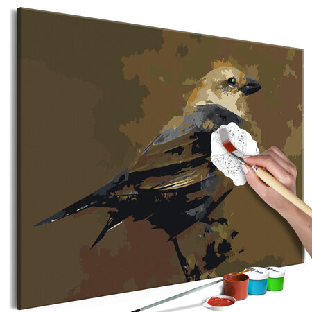 Tableau à peindre par soi-même - bird on branch l x h en cm 60x40