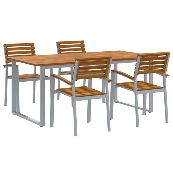 vidaXL Ensemble de salle à manger pour jardin 5 Pièces Gris et marron