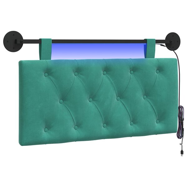 vidaXL Tête de lit suspendue Turquoise Velours