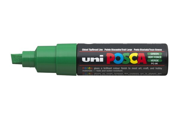 Marqueur pointe large biseautée pc8k 8mm vert foncé x 6 POSCA