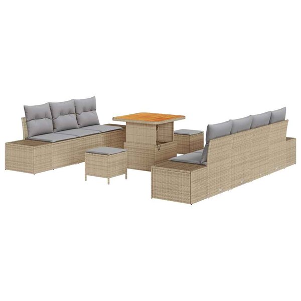 vidaXL Ensemble de canapé de jardin 10 Pièces Beige  Gris clair