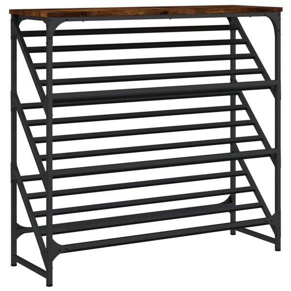 vidaXL Étagère à chaussures chêne fumé 90x30x85 cm bois d'ingénierie