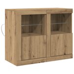 vidaXL Buffets avec éclairage LED 2 Pièces Chêne artisanal 41x37x67 cm