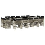 vidaXL Ensemble à manger de jardin et coussins 15 Pièces gris clair rotin