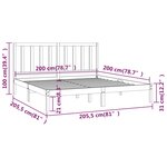 vidaXL Cadre de lit Gris Bois de pin massif 200x200 cm