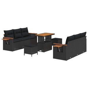 vidaXL Ensemble de canapé de jardin 9 Pièces Noir 90 x 55 x 71 cm