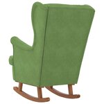vidaXL Fauteuil à bascule à oreilles en velours vert clair bois massif