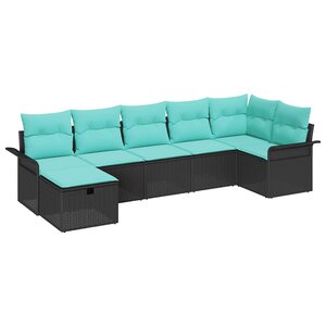 vidaXL Ensemble de canapé de jardin avec coussin 7 Pièces Poly rotin