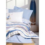 Parure de lit - housse de couette 220 x 240 + 2 taies d'oreiller 60 x 60 coton renforcé - Bleu