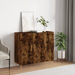 vidaXL Buffet chêne fumé 90x34x80 cm bois d'ingénierie