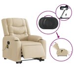 vidaXL Fauteuil inclinable de massage électrique Crème Tissu