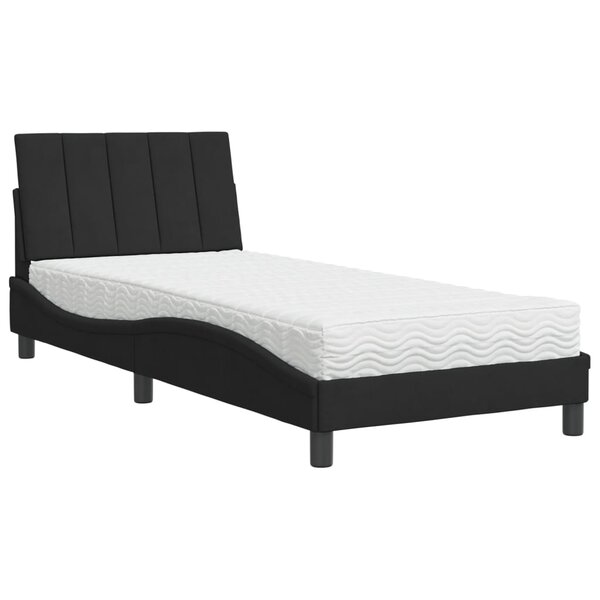 vidaXL Lit avec matelas Hanko noir 90x190 cm velours