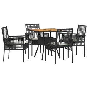 vidaXL Ensemble de salle à manger pour jardin 5 Pièces Noir polyrotin