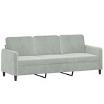 vidaXL Canapé à 3 places avec repose-pieds Gris clair 180 cm Velours