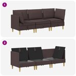 vidaXL Canapé modulaire avec rangement 3 Pièces Marron foncé Tissu