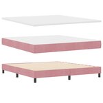 Lit Box Spring avec Matelas Rose Super King en Velours