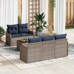 vidaXL Ensemble de canapé de jardin 6 Pièces Gris Poly rotin