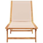 vidaXL Chaise longue crème bois d'acacia solide et textilène