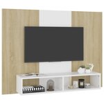 vidaXL Meuble TV mural Blanc et chêne Sonoma 120x23 5x90 cm Aggloméré
