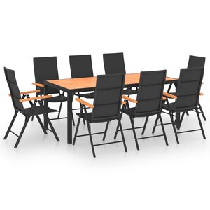 vidaXL Ensemble à manger de jardin 9 Pièces noir et marron