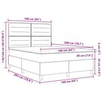 vidaXL Lit à ressorts avec matelas et lumières LED - Noir - 160 x 200 cm - Tissu