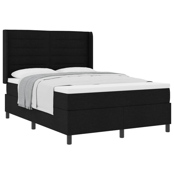 vidaXL Lit à ressorts avec matelas Noir 160 x 200 cm tissu