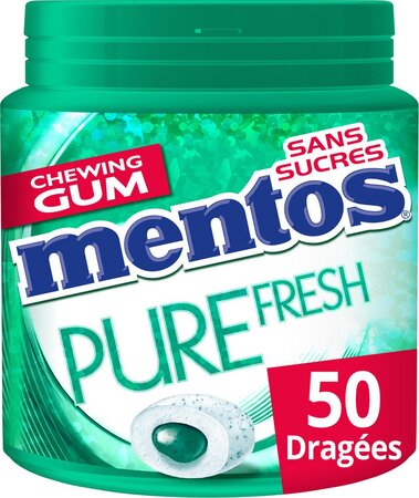 Mentos Chewing-gum Pure Fresh chloro sans sucres 100g (lot de 6)