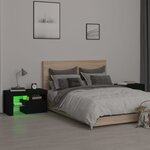 vidaXL Tables de chevet 2 Pièces et lumières LED Noir 70x36 5x40 cm