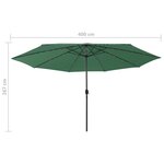 vidaXL Parasol d'extérieur avec LED et mât en métal 400 cm Vert